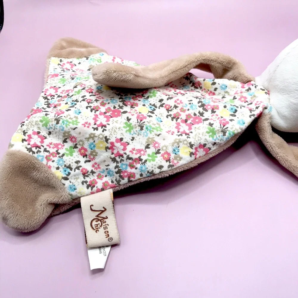 Maison Chic Deer Lovie Security Blanket Floral Fawn Plush Snuggler Tan